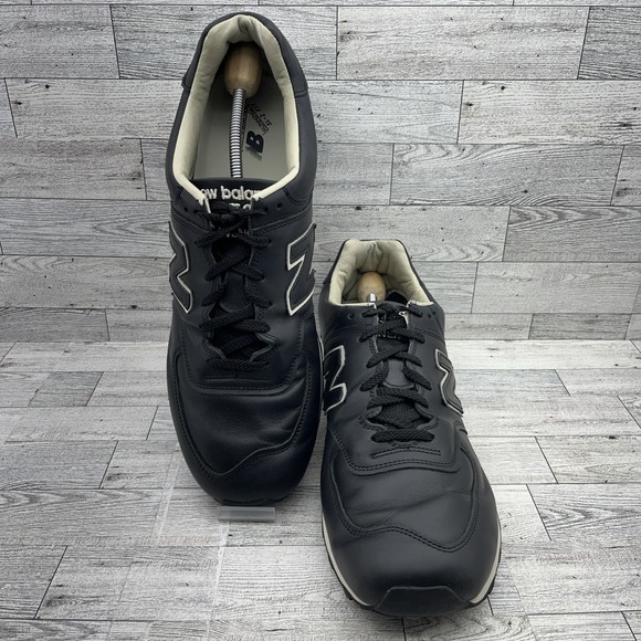 New‎ Balance 576 Black White Leather Athletic Shoes Made In England Men Size 15D